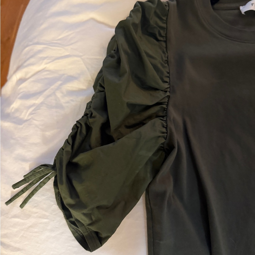 Frame Green Ruched Sleeve Top - Picture 3 of 5